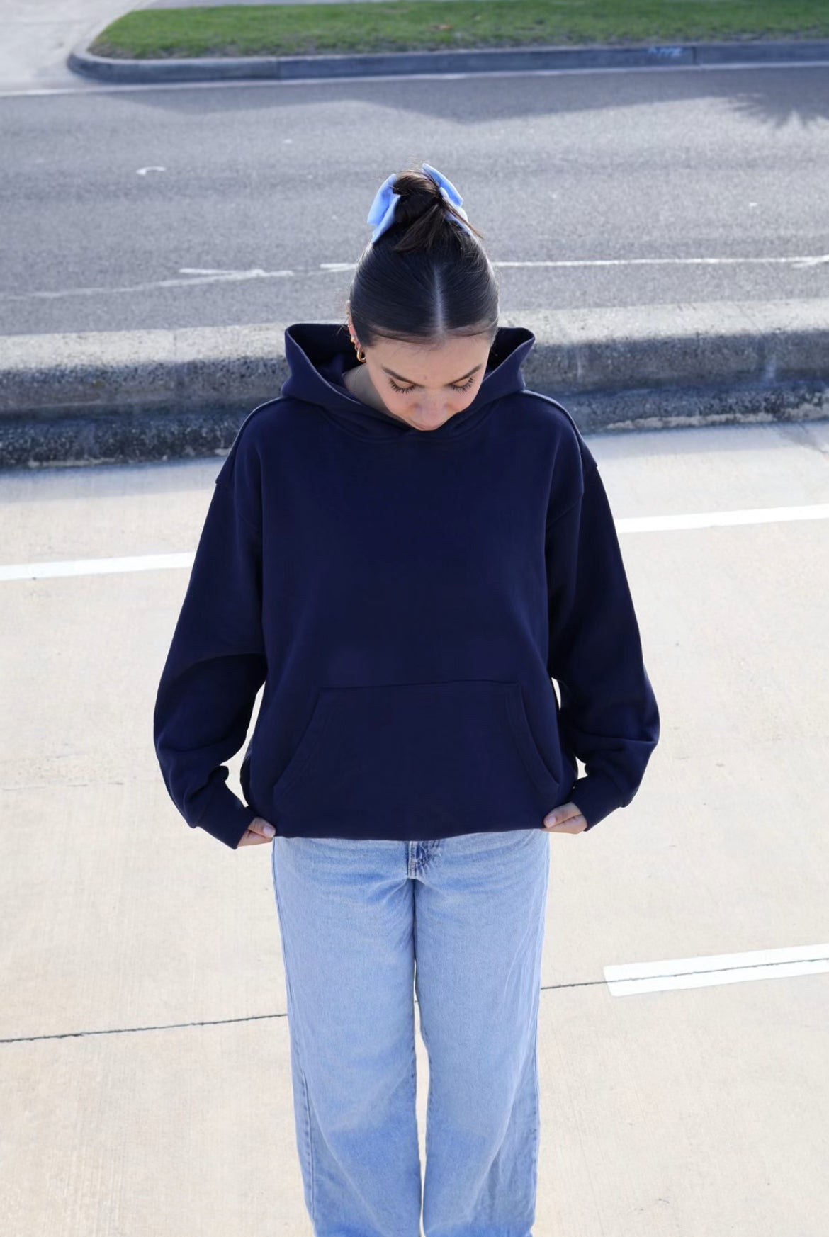 Premium Boxy Hoodie - Navy