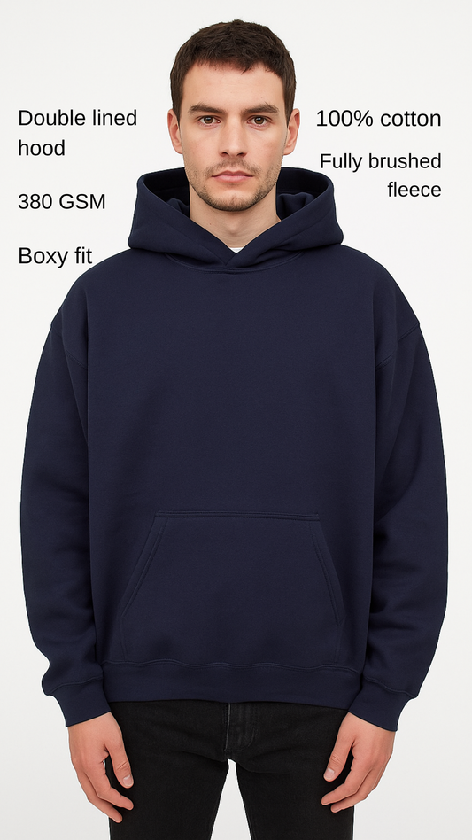Premium Boxy Hoodie - Navy
