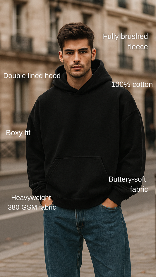 Premium Boxy Hoodie - Black